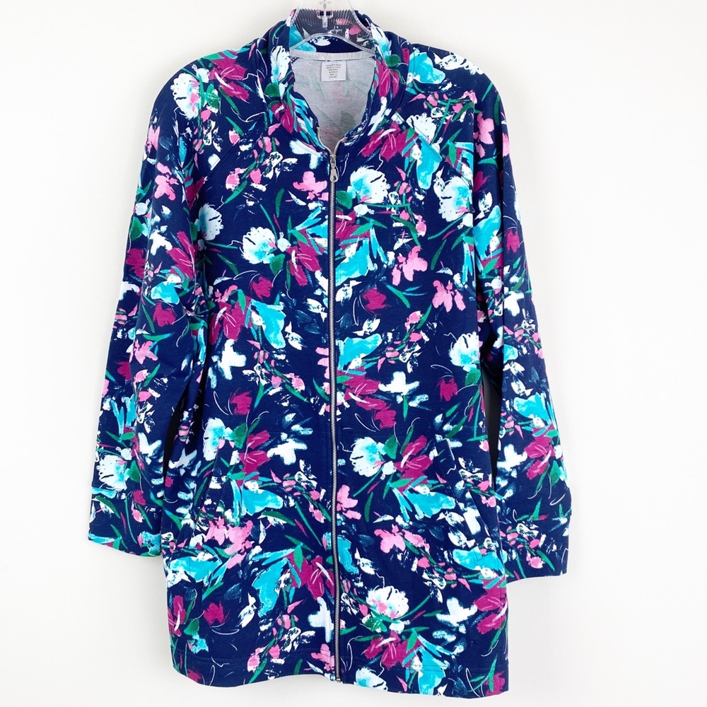 Floral Jacket Size 22 Plus Size Blue Background